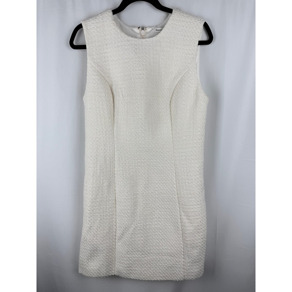 Abercrombie & Fitch Sleeveless Ivory Tweed Dress - Textured Career Casual M NWOT